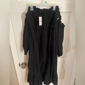 Showpo Black Ruffle Off The Shoulder Midi Dress